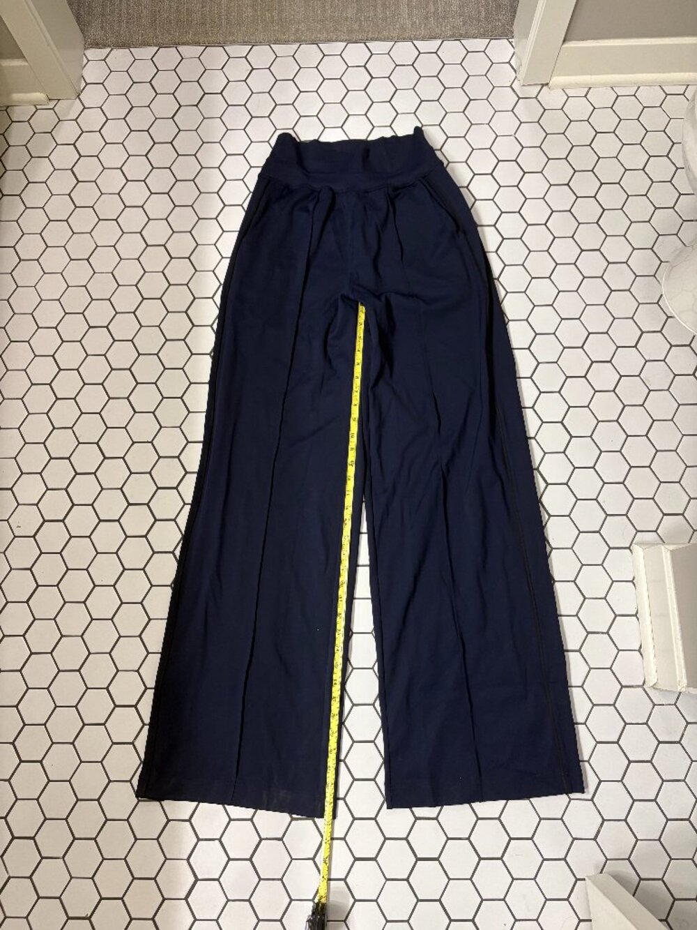 American Tall Navy Wide Leg Pintuck Lounge Pant Womens M XT Extra Tall